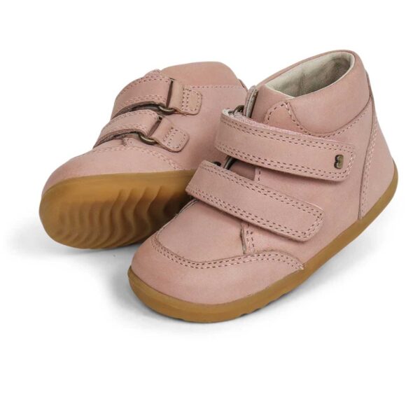 girls leather velcro pink boots