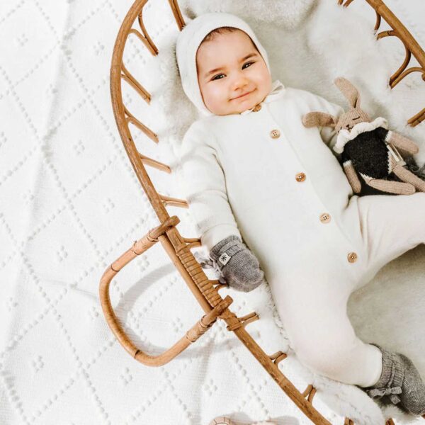 Cashmere baby onesie white