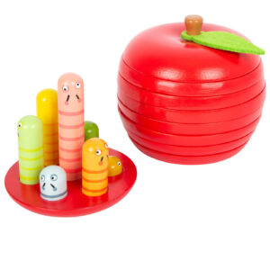 wooden apple worm toy