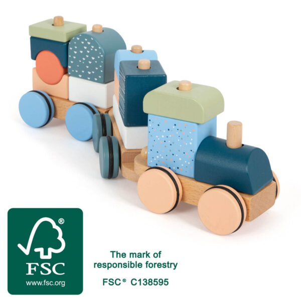 wooden train toy blue